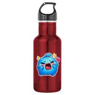 Cute Kawaii Sad Blue Slime Crying with Broken Hear 532 Ml Water Bottle