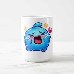 Cute Kawaii Sad Blue Slime Crying with Broken Hear Coffee Mug