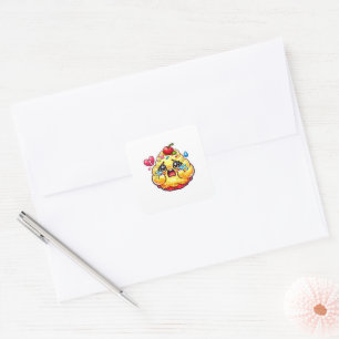 Cute Kawaii Sad Cupcake Crying with Broken Heart S Square Sticker