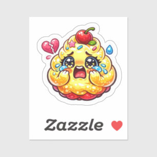 Cute Kawaii Sad Cupcake Crying with Broken Sticker