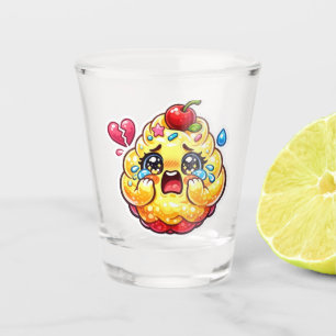 Cute Kawaii Sad Cupcake Crying with Broken Sticker Shot Glass
