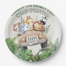 Cute Kawaii Safari Wild Animals Birthday Round