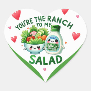Cute Kawaii Salad and Ranch Heart Sticker