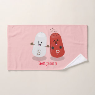 Cute kawaii salt and pepper shakers cartoon bath towel set