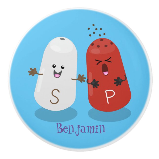 Cute kawaii salt and pepper shakers cartoon ceramic knob (Front)