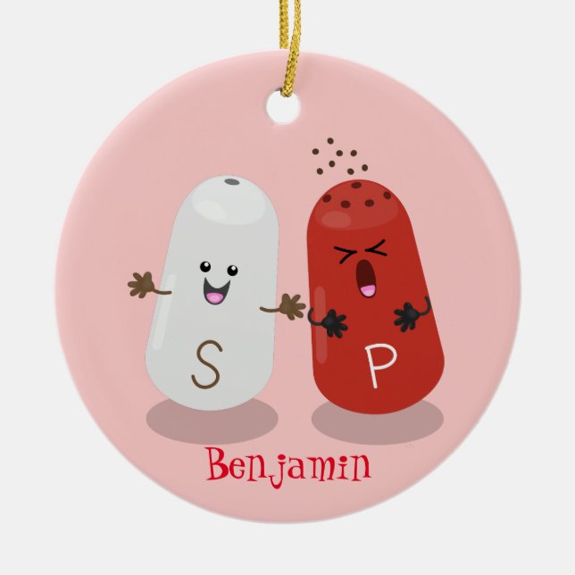 Cute kawaii salt and pepper shakers cartoon ceramic ornament (Front)