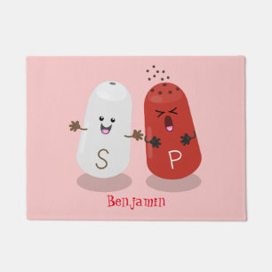 Cute kawaii salt and pepper shakers cartoon doormat