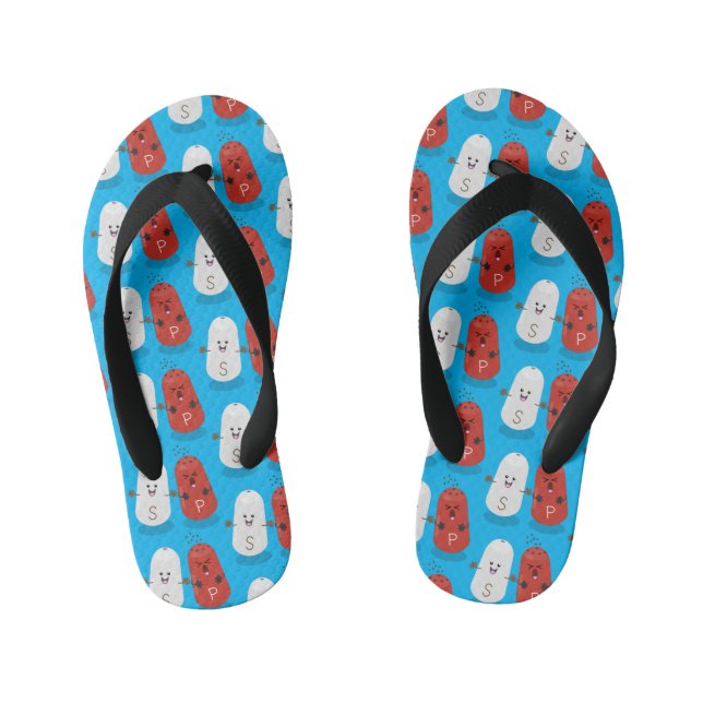 Cute kawaii salt and pepper shakers cartoon kid's thongs (Footbed)