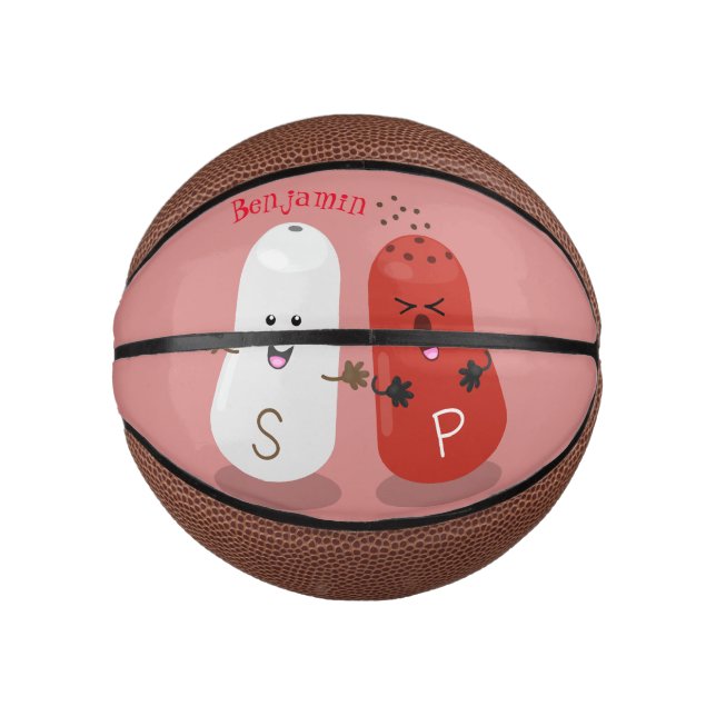 Cute kawaii salt and pepper shakers cartoon mini basketball (Front)