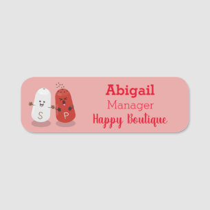 Cute kawaii salt and pepper shakers cartoon name tag