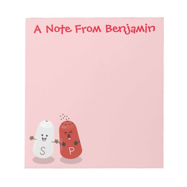 Cute kawaii salt and pepper shakers cartoon notepad (Front)