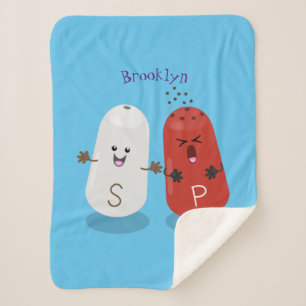 Cute kawaii salt and pepper shakers cartoon sherpa blanket