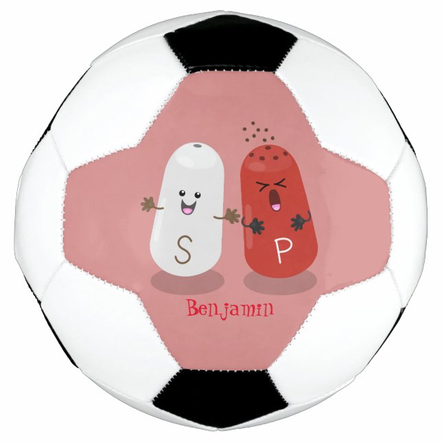 Cute kawaii salt and pepper shakers cartoon soccer ball (Front)