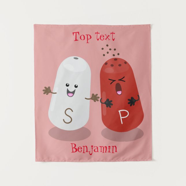 Cute kawaii salt and pepper shakers cartoon  tapestry (Front)