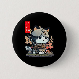 Cute Kawaii Samurai Warrior Kawaii Cat Japanese An 6 Cm Round Badge