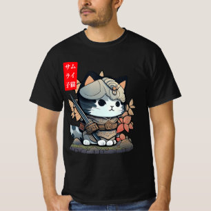 Cute Kawaii Samurai Warrior Kawaii Cat Japanese An T-Shirt