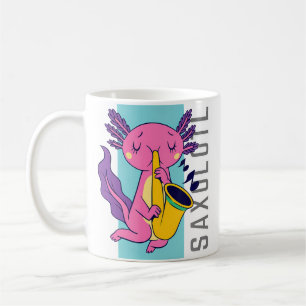Cute Kawaii Saxolotl Shirt Axolotl Playing Saxopho Coffee Mug
