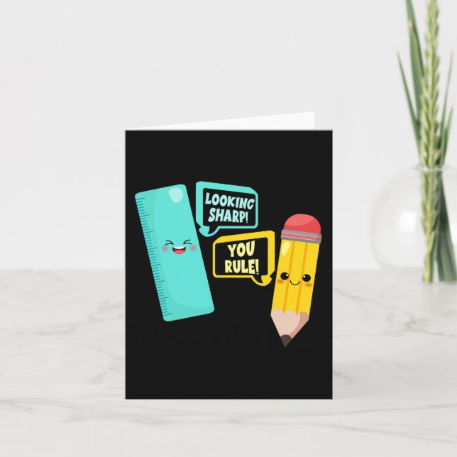 Cute Kawaii School Supplies Pun Welcome Back To Sc Card (Front)