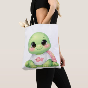 Cute Kawaii Sea Turtle Chibi Tote Bag
