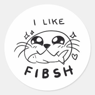 Cute Kawaii Seal Eating Fish Sticker