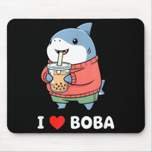 Cute Kawaii Shark Boba Tea Funny Bubble Tea Lover Mouse Pad