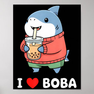 Cute Kawaii Shark Boba Tea Funny Bubble Tea Lover  Poster