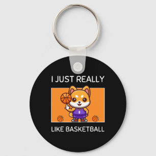Cute Kawaii Shiba Inu I Just Really Like Basketbal Key Ring