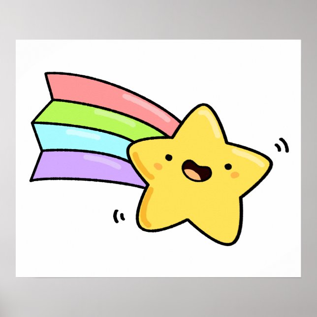 Cute Kawaii Shooting Star Poster (Front)
