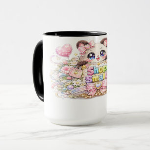 Cute Kawaii Shop Small Business Cat Pastel Pink Fl Mug