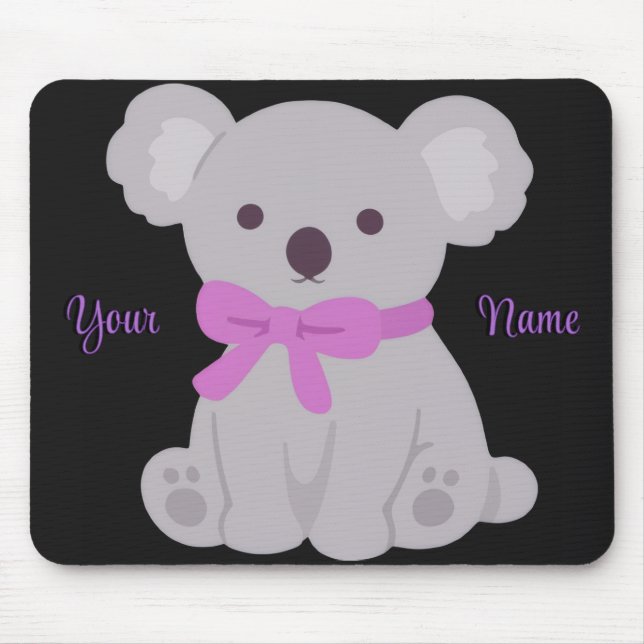 Cute Kawaii Sitting Koala Purple Custom Mousepad (Front)