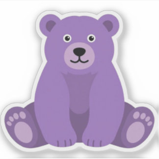 Cute Kawaii Sitting Purple Teddy Bear Vinyl