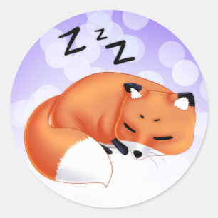 Cute Kawaii Sleeping cartoon fox Classic Round Sticker