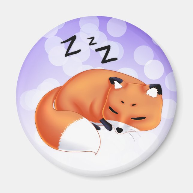 Cute Kawaii Sleeping cartoon fox Magnet (Front)