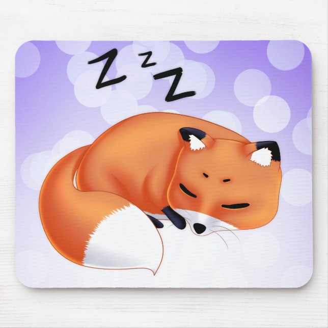 Cute Kawaii Sleeping cartoon fox Mouse Pad (Front)