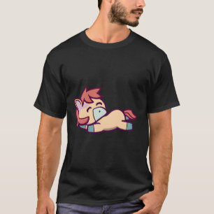 Cute Kawaii Sleeping Horse Design T-Shirt