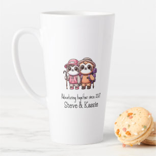 Cute Kawaii Sloth Couple Adventuring Together Latte Mug