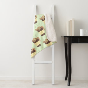 Cute Kawaii Sloth in Coffee Cup Sherpa Blanket