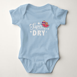 Cute Kawaii Sloth Laying On Watermelon Super Dry Baby Bodysuit