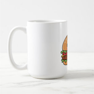 Cute Kawaii Smiling Cheeseburger Illustration Coffee Mug
