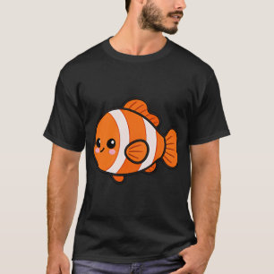Cute Kawaii Smiling Fish – Orange White Cartoon T-Shirt