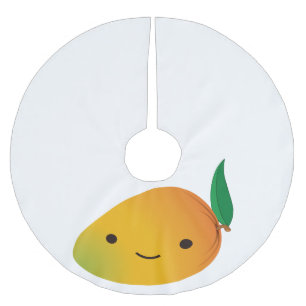 Cute Kawaii Smiling Mango Brushed Polyester Tree Skirt