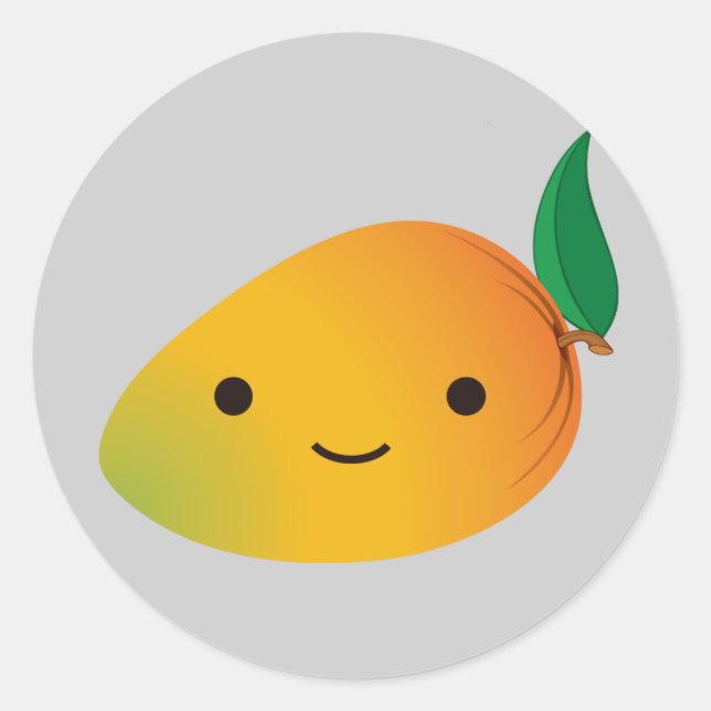 Cute Kawaii Smiling Mango Classic Round Sticker (Front)