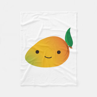 Cute Kawaii Smiling Mango Fleece Blanket