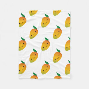 Cute Kawaii Smiling Mango Fleece Blanket