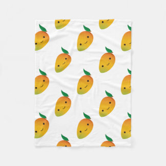 Cute Kawaii Smiling Mango Fleece Blanket