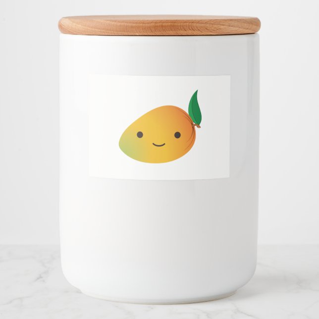Cute Kawaii Smiling Mango Food Label (Front)