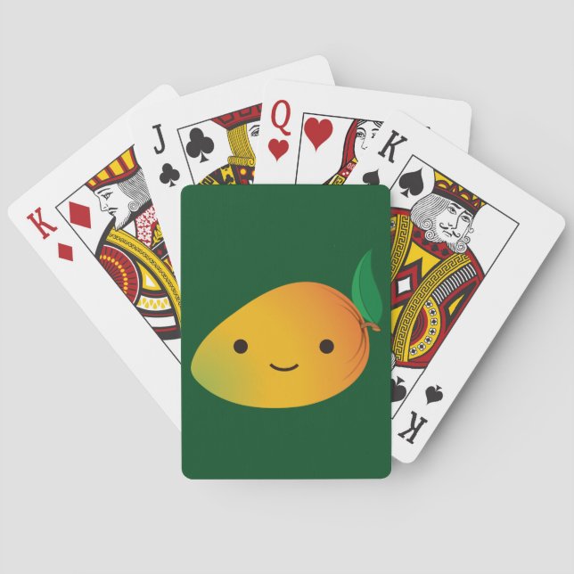 Cute Kawaii Smiling Mango Playing Cards (Back)