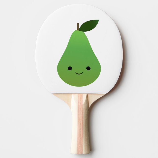 Cute kawaii Smiling Pear Ping Pong Paddle (Front)
