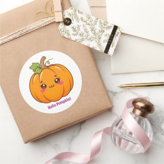 Cute Kawaii Smiling Pumpkin Cartoon Classic Round Sticker