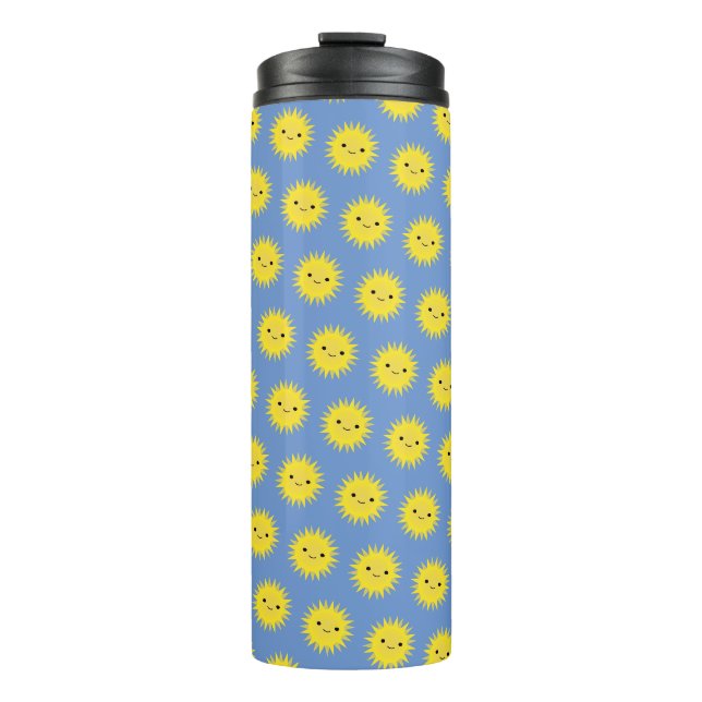 Cute Kawaii Smiling Sun Pattern Thermal Tumbler (Front)